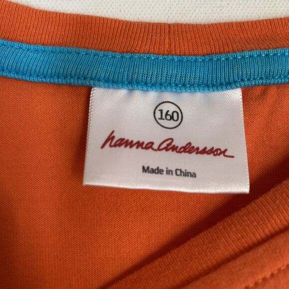 Hanna Anderson Top Long Sleeve Girl 160cm Orange Crewneck Cotton Casual - Picture 4 of 7
